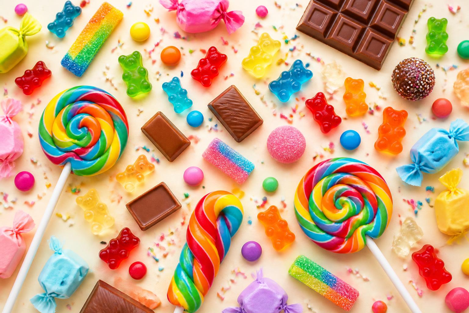Colorful candy and chocolate