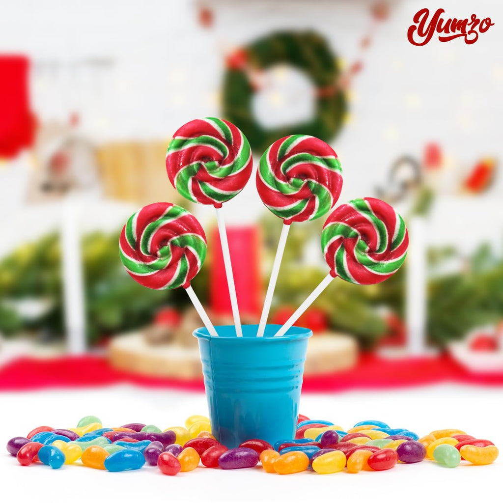 Christmas Lollipops, 50 Swirl Lollipops Individually Wrapped, Delicious Christmas Suckers Bulk For Festive Treats