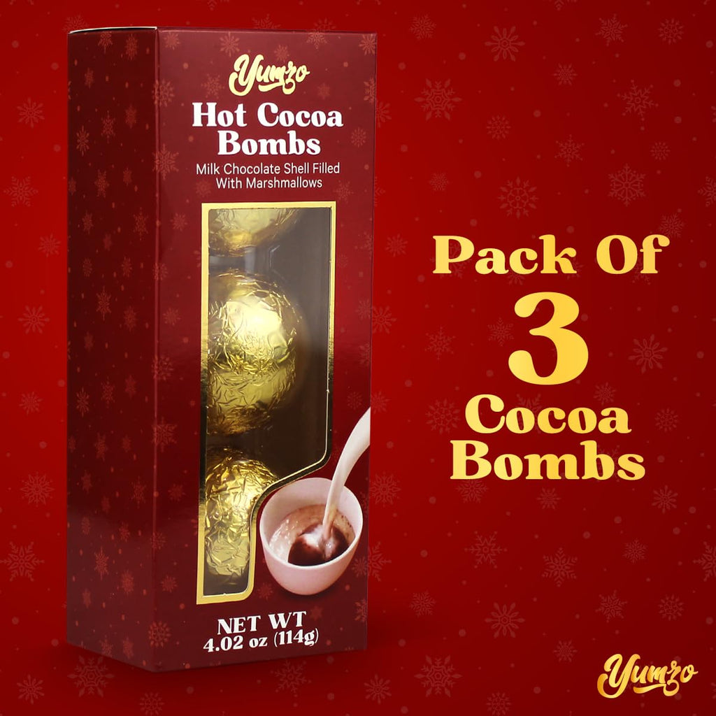 Chocolate Bombs - 3 Pack - Chocolate Bomb Filled with Mini Marshmallows and Cocoa Powder - Makes Large Hot Cocoa Bombs - Fun Party Favor.