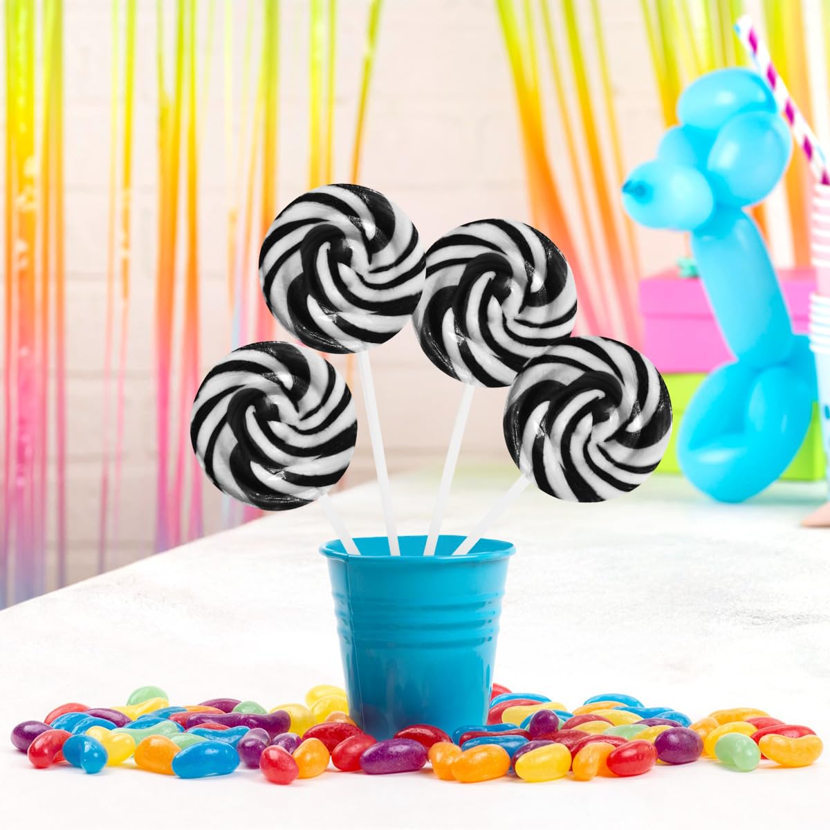 Black and White Swirl Lollipops,50pcs Pack of Suckers Individually Wrapped, Ideal Candy Lollipops for Kids’ Parties, Gift Bags and Celebration Decorations, Tasty Lollipop Candy that Everyone Will