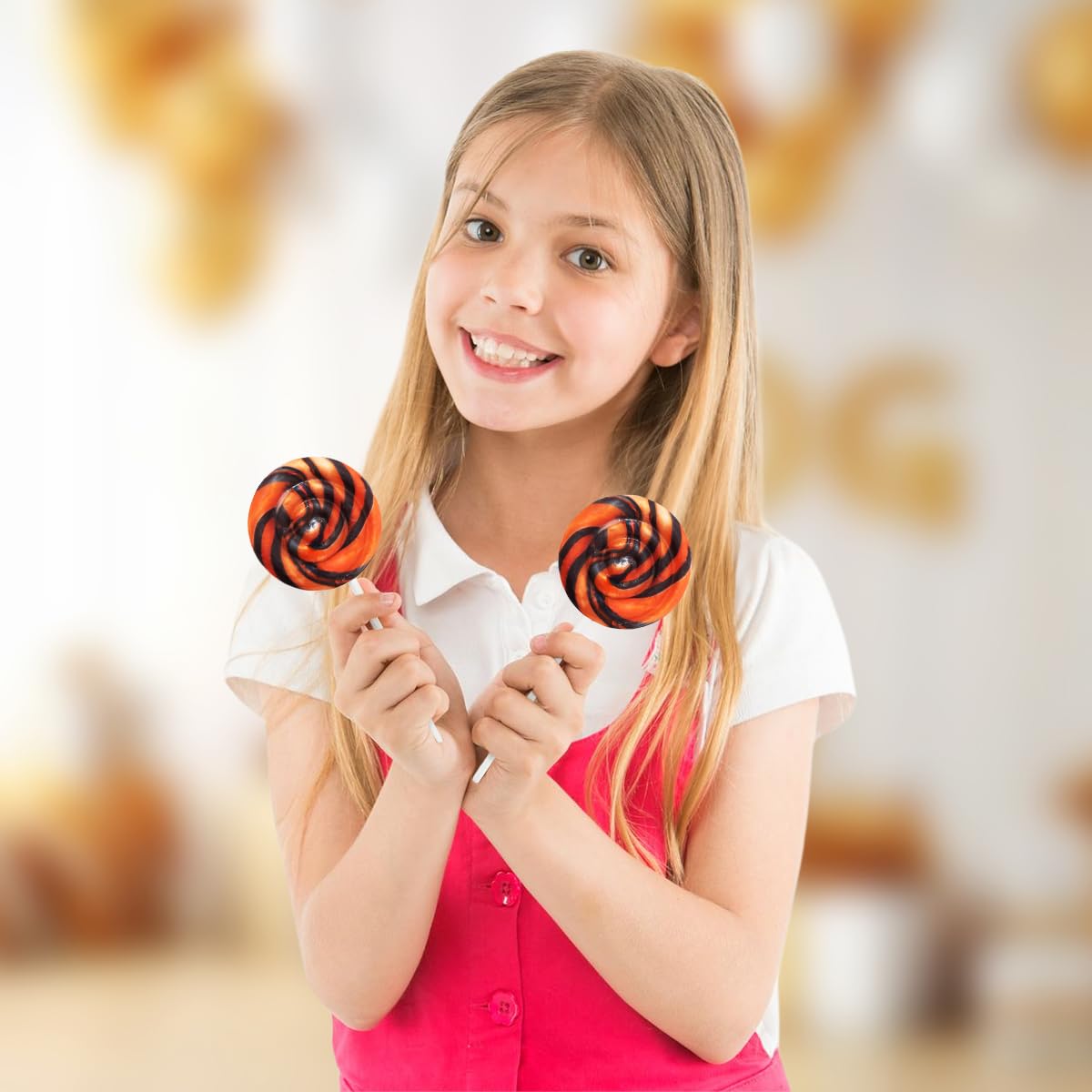 Orange and Black Swirl Lollipops, Pack of 24 Pieces Suckers Individually wrapped, Ideal Lollipops Bulk Supply for Candy Buffets and Trick or Treat Bags, Vibrant Swirl Suckers for Easy Sharing