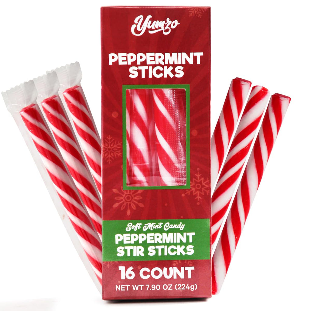 Soft Peppermint Candy Sticks, Christmas Candy Individually Wrapped, Delicious Christmas Candy Cane Sticks, Perfect Peppermint candy for Trees, Candy Cane Décor. 16 Pack