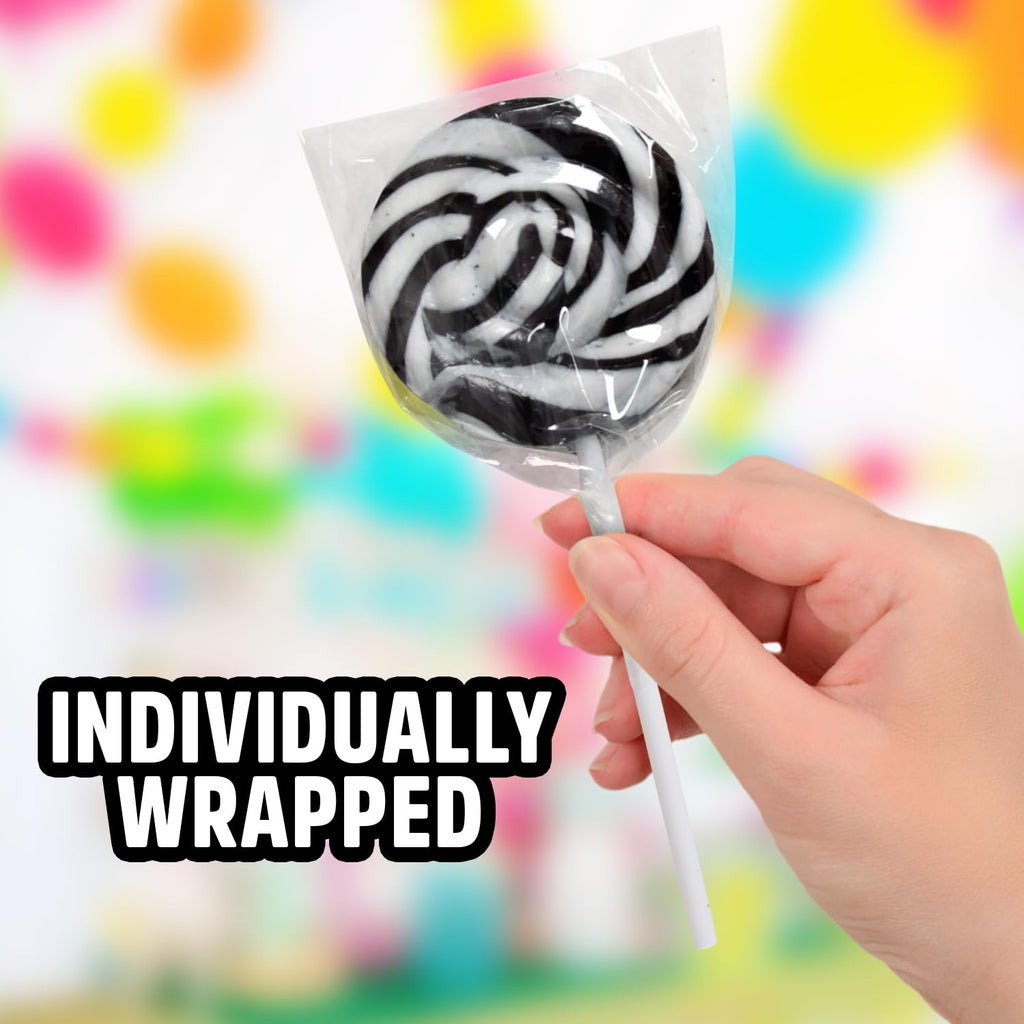 Black and White Swirl Lollipops,24pcs Pack of Suckers Individually Wrapped, Ideal Candy Lollipops for Kids’ Parties, Gift Bags and Celebration Decorations, Tasty Lollipop Candy that Everyone Will Love