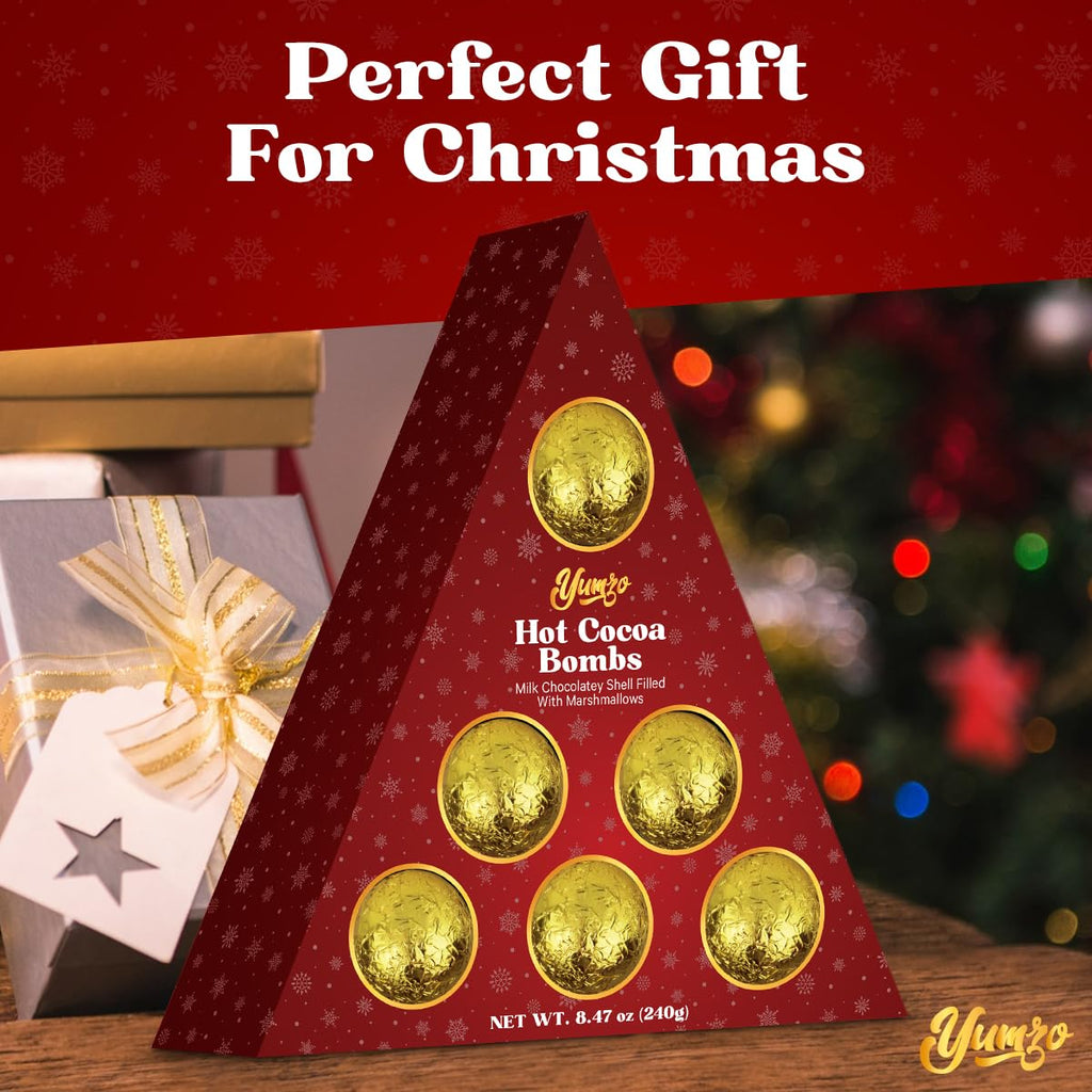 Chocolate Bombs Gift Set - 6 Pack - Cocoa Bombs Premium Hot Chocolate Bomb Filled with Marshmallows and Cocoa Mix - Makes 6 Large Servings - Gift Box.
