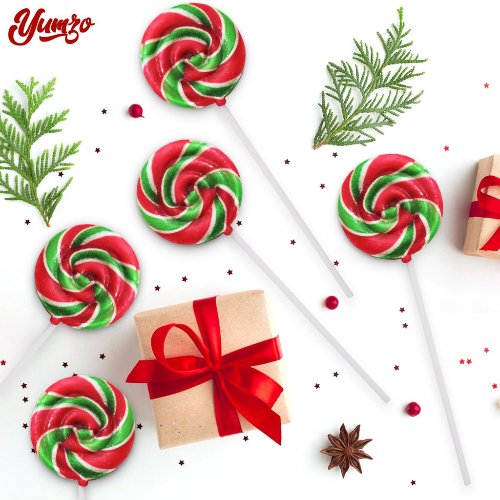 Christmas Lollipops, 50 Swirl Lollipops Individually Wrapped, Delicious Christmas Suckers Bulk For Festive Treats