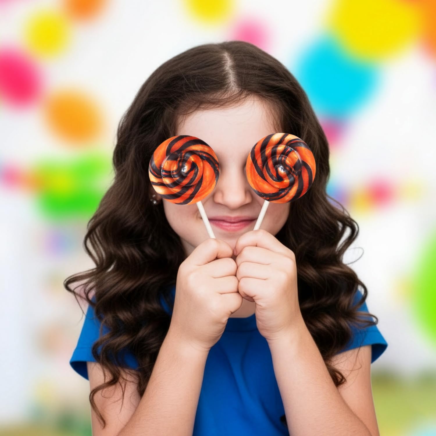 Orange and Black Swirl Lollipops, Pack of 24 Pieces Suckers Individually wrapped, Ideal Lollipops Bulk Supply for Candy Buffets and Trick or Treat Bags, Vibrant Swirl Suckers for Easy Sharing