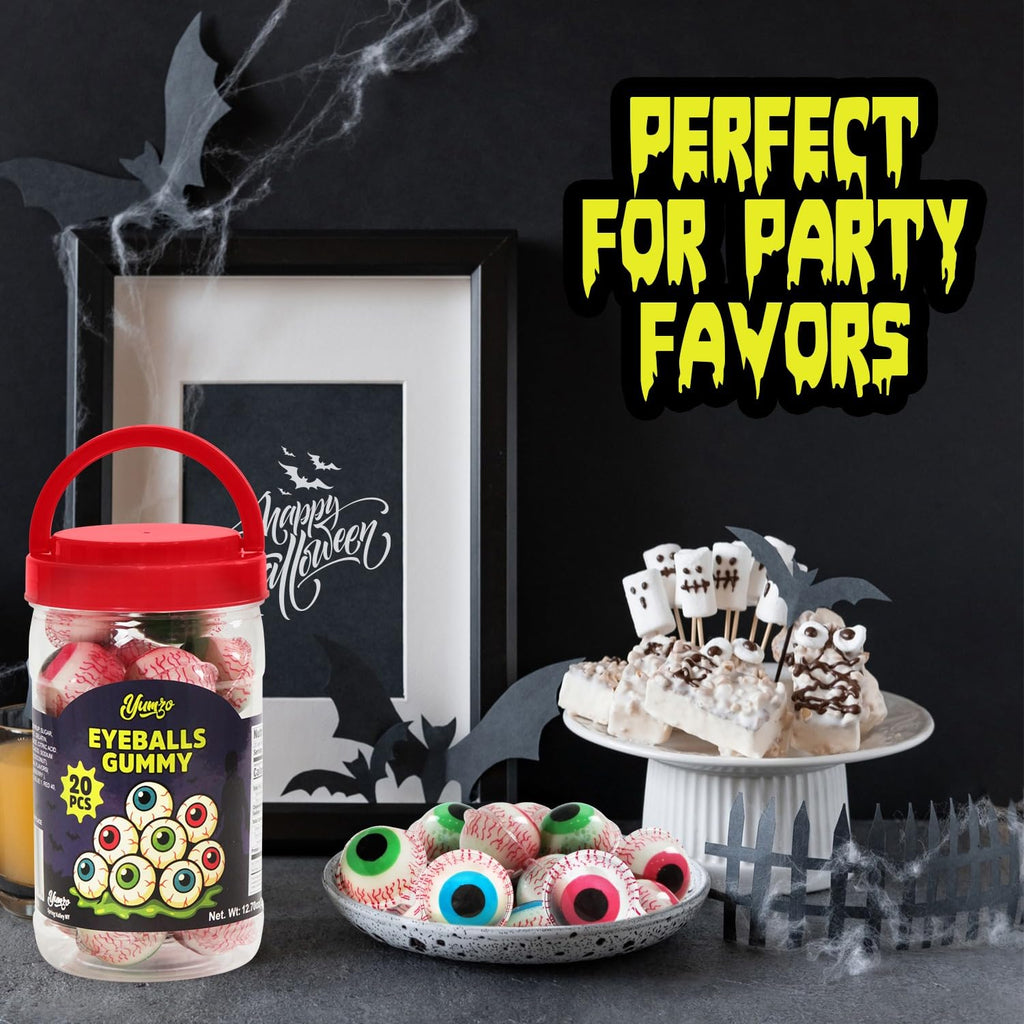Halloween Gummy Eyeballs Candy, 20 Pieces of Perfect Gummy Halloween Candy Selection that Works as Game Prizes and Haunted House Giveaways, Ideal for Parties and Scary Dessert Tables