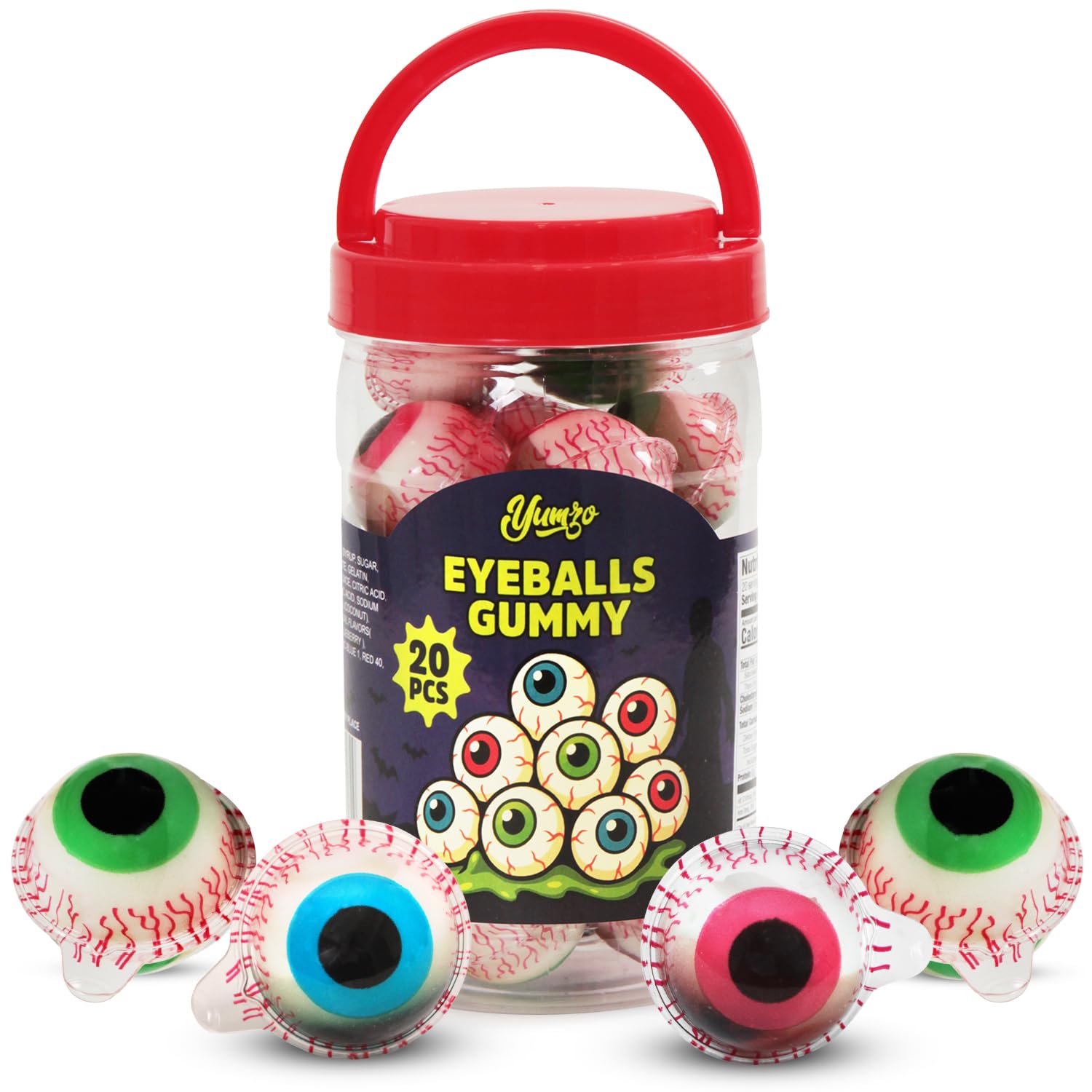 Halloween Gummy Eyeballs Candy, 20 Pieces of Perfect Gummy Halloween Candy Selection that Works as Game Prizes and Haunted House Giveaways, Ideal for Parties and Scary Dessert Tables