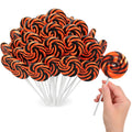 Orange and Black Swirl Lollipops, Pack of 24 Pieces Suckers Individually wrapped, Ideal Lollipops Bulk Supply for Candy Buffets and Trick or Treat Bags, Vibrant Swirl Suckers for Easy Sharing