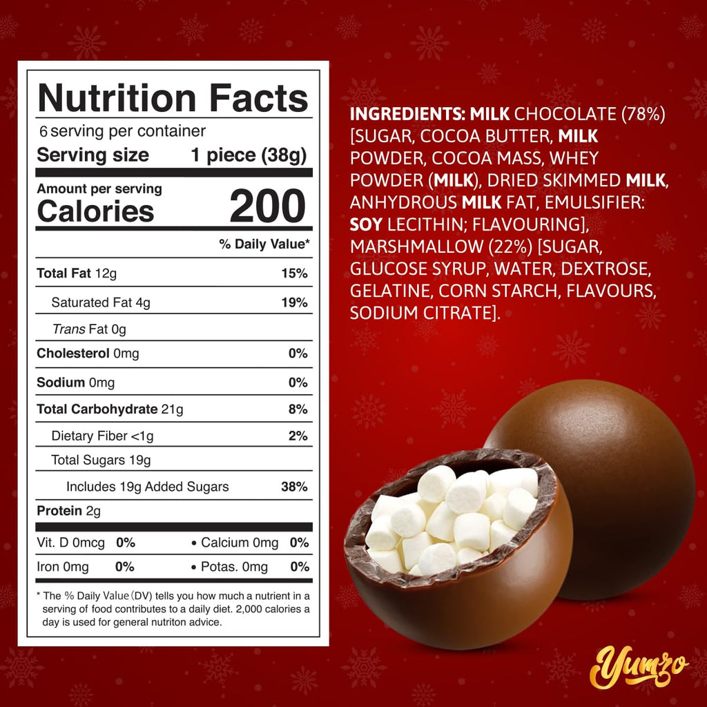 Chocolate Bombs Gift Set - 6 Pack - Cocoa Bombs Premium Hot Chocolate Bomb Filled with Marshmallows and Cocoa Mix - Makes 6 Large Servings - Gift Box.