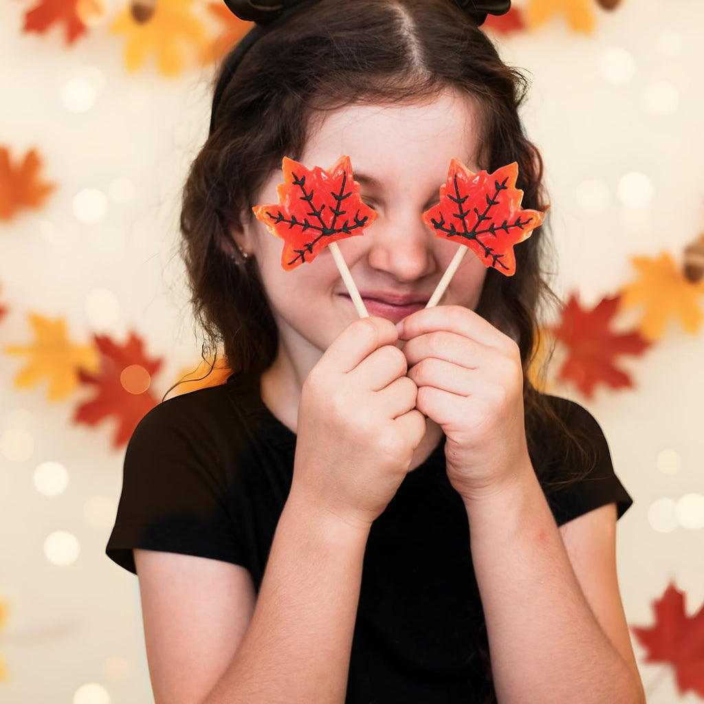 Maple Leaf Lollipops, 24 Pieces of Thanksgiving Candy Individually Wrapped, Perfect Fall Candy Favors for Thanksgiving, Autumn Parties, Cozy Fall Gatherings and Fall Celebrations