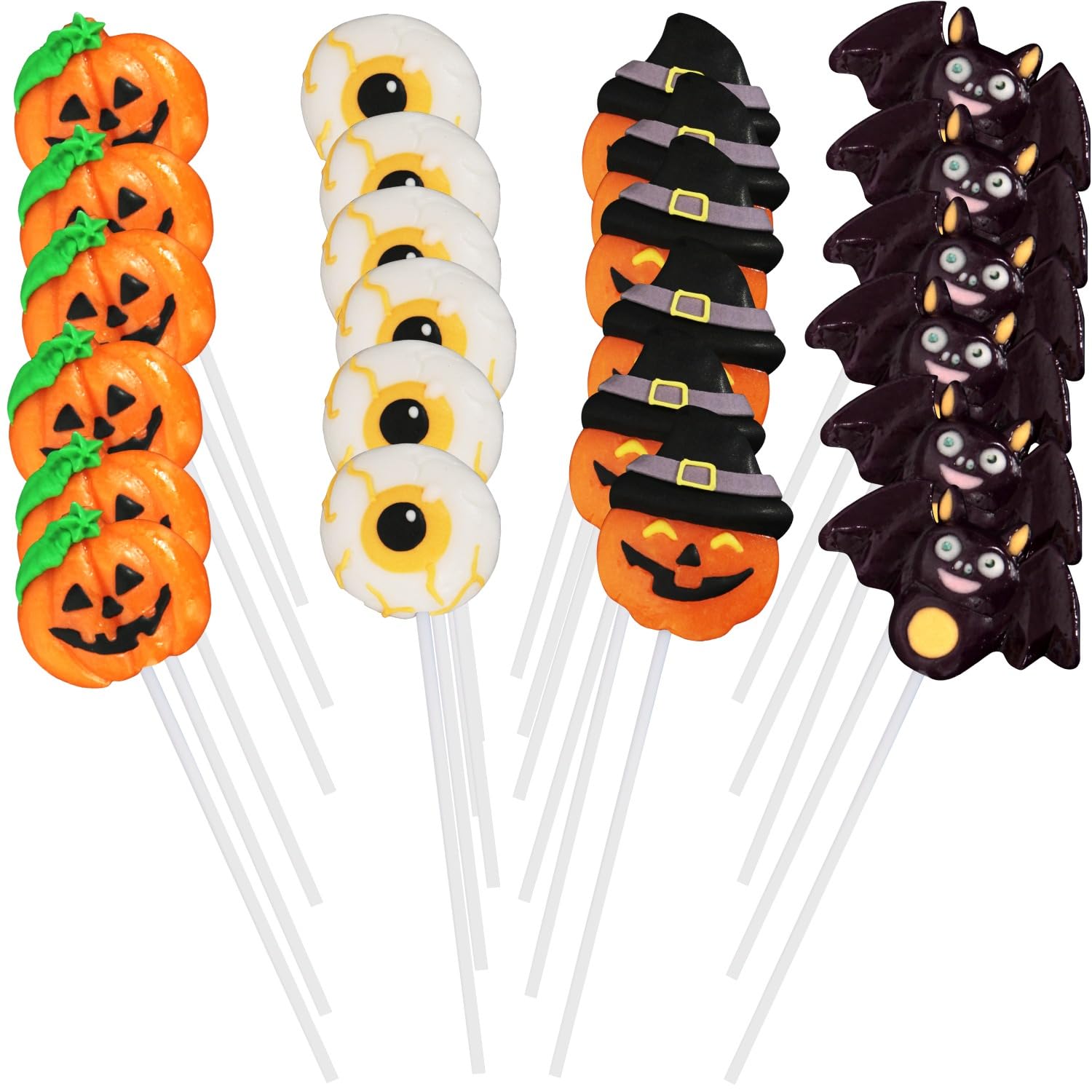 Halloween Lollipops, 24 Count Lollipops Individually Wrapped, Ideal Candy Gift, Halloween Themed Candy for Kids Delicious