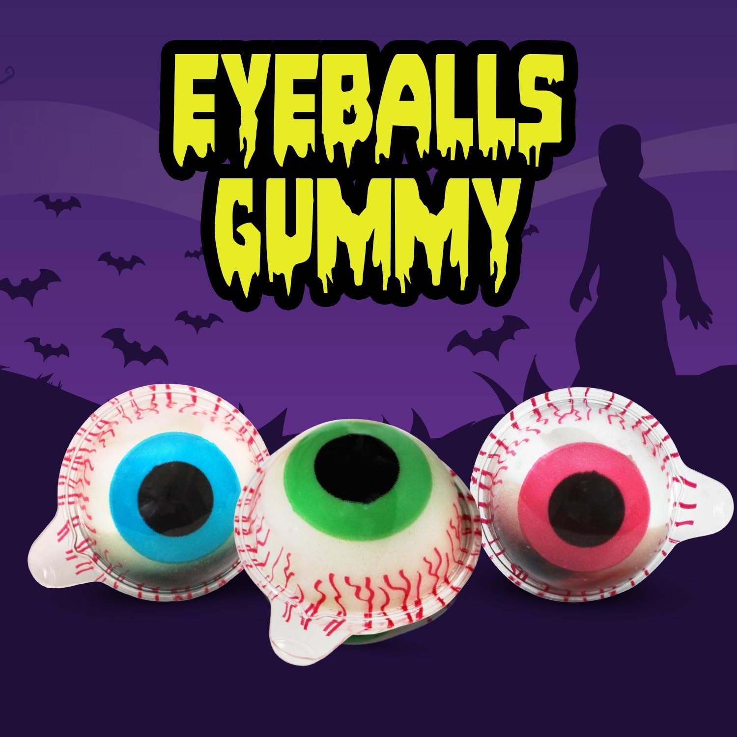 Halloween Gummy Eyeballs Candy, 20 Pieces of Perfect Gummy Halloween Candy Selection that Works as Game Prizes and Haunted House Giveaways, Ideal for Parties and Scary Dessert Tables