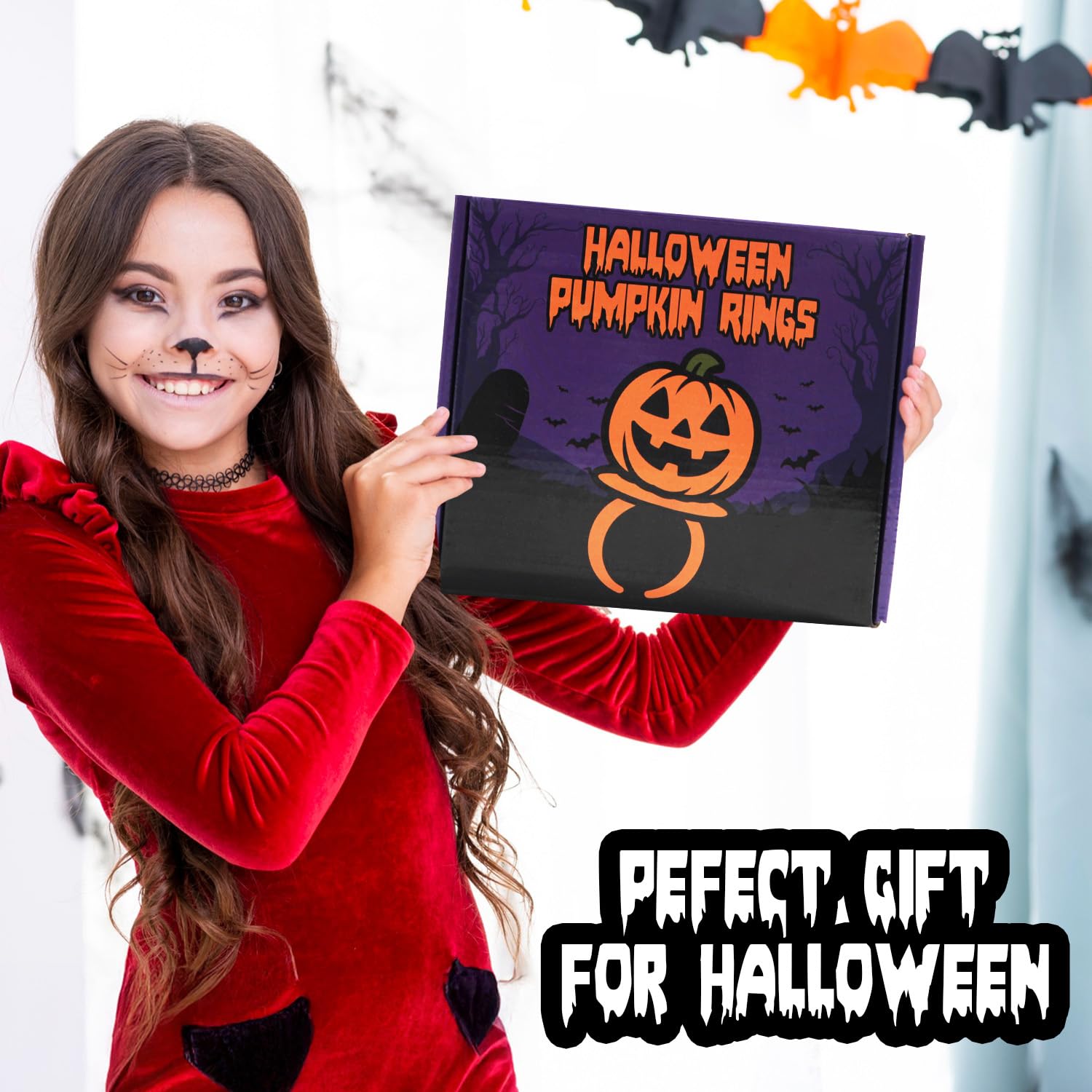 Halloween Candy Ring Pops, 18 Pieces of Halloween Hard Candy Individually Wrapped, Perfect Pumpkin Suckers for Trick or Treaters and Party Favors, Ideal Candy Rings for Sharing and Snacking