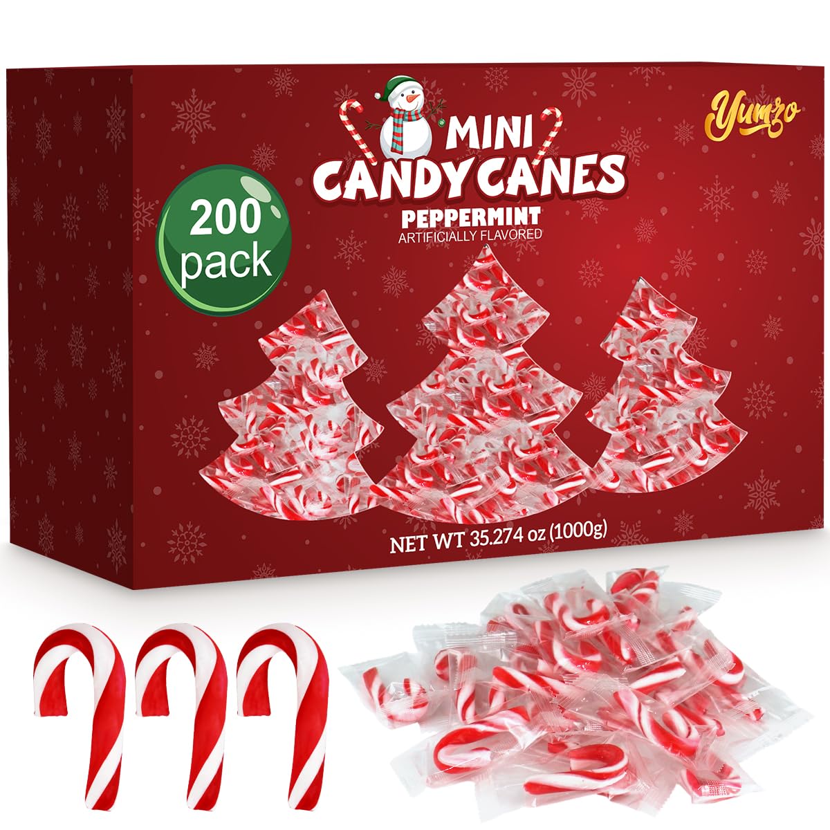 Christmas Mini Candy Canes Classic Red & White Peppermint Flavor for Holiday Family Indulgement - Small Candy Canes Individually Wrapped for Kids & Adults, Great Candy Cane Gift Set (200 Count)