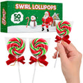 Christmas Lollipops, 50 Swirl Lollipops Individually Wrapped, Delicious Christmas Suckers Bulk For Festive Treats