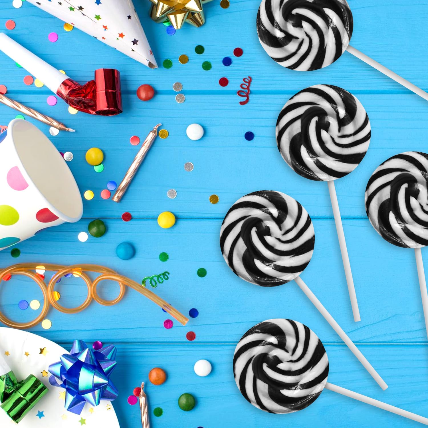Black and White Swirl Lollipops,50pcs Pack of Suckers Individually Wrapped, Ideal Candy Lollipops for Kids’ Parties, Gift Bags and Celebration Decorations, Tasty Lollipop Candy that Everyone Will