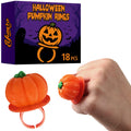 Halloween Candy Ring Pops, 18 Pieces of Halloween Hard Candy Individually Wrapped, Perfect Pumpkin Suckers for Trick or Treaters and Party Favors, Ideal Candy Rings for Sharing and Snacking