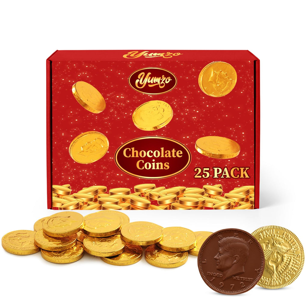 Gold Chocolate Coins, Pack of Gold Chocolate Coins Bulk 25 Count, Ideal Coin Candy for Themed Parties, Events and Celebrations, Perfect for Gift Bags and Festive Decorations Christmas and st patricks day.