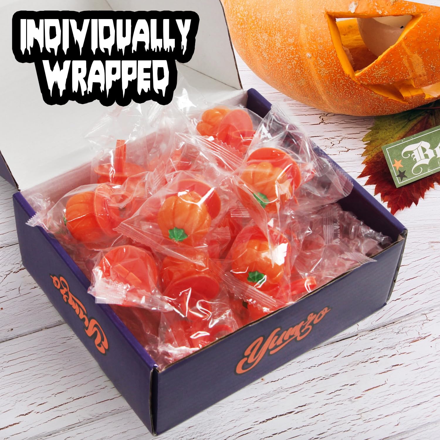 Halloween Candy Ring Pops, 18 Pieces of Halloween Hard Candy Individually Wrapped, Perfect Pumpkin Suckers for Trick or Treaters and Party Favors, Ideal Candy Rings for Sharing and Snacking